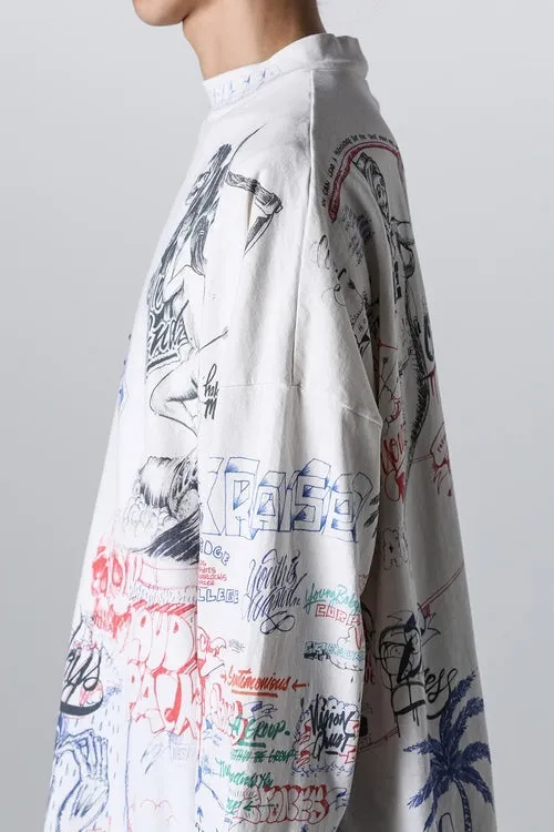 SAINT Mxxxxxx × BORNXRAISED BR_LS TEE/LA/WHT Latest co-branded model LA diamond all-over long sleeves off-white S-XL Super heavy work started in February and lasted three months Super complex 36 sets of screens Outlined pictures make you doubt your life Super perfect reproduction of printing Genuine Czech diamonds Pressure-free reproduction